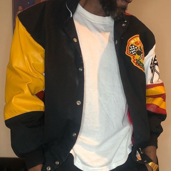 Vintage Mickey Mouse nascar racing varsity jacket leather - Picture 2 of 4